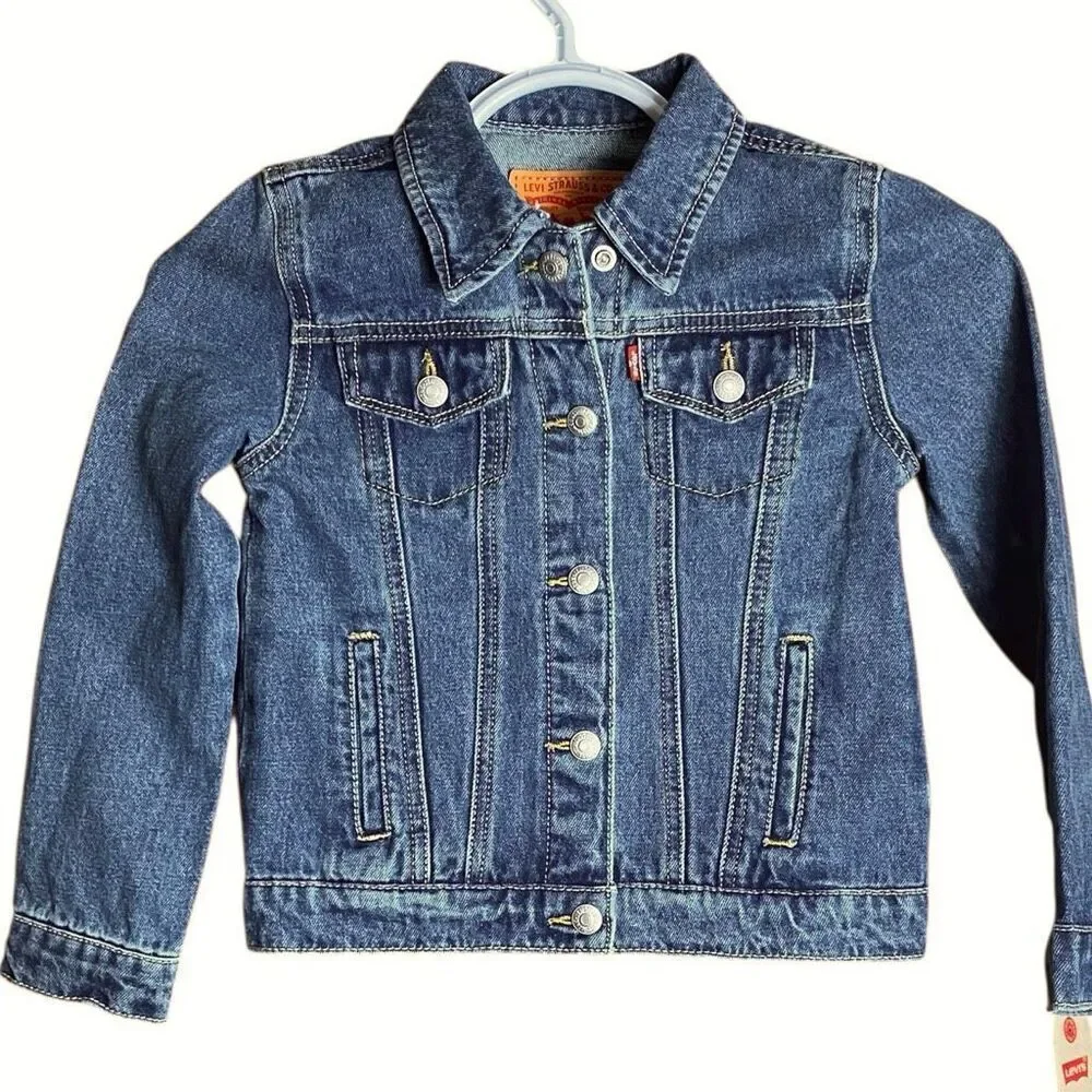 Levi’s Kids Denim Trucker Jacket Size 6 Blue Jean Button Front Classic Style